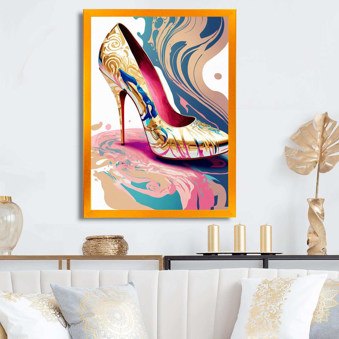Pink And Blue Art Deco High Heel Shoes IV