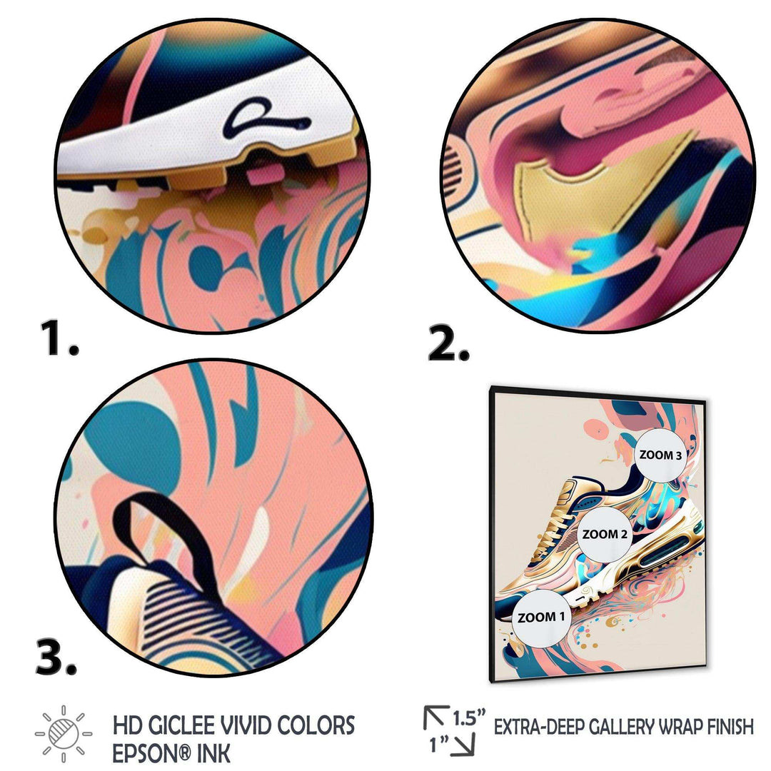 Pink And Blue Art Deco Sport Shoes
