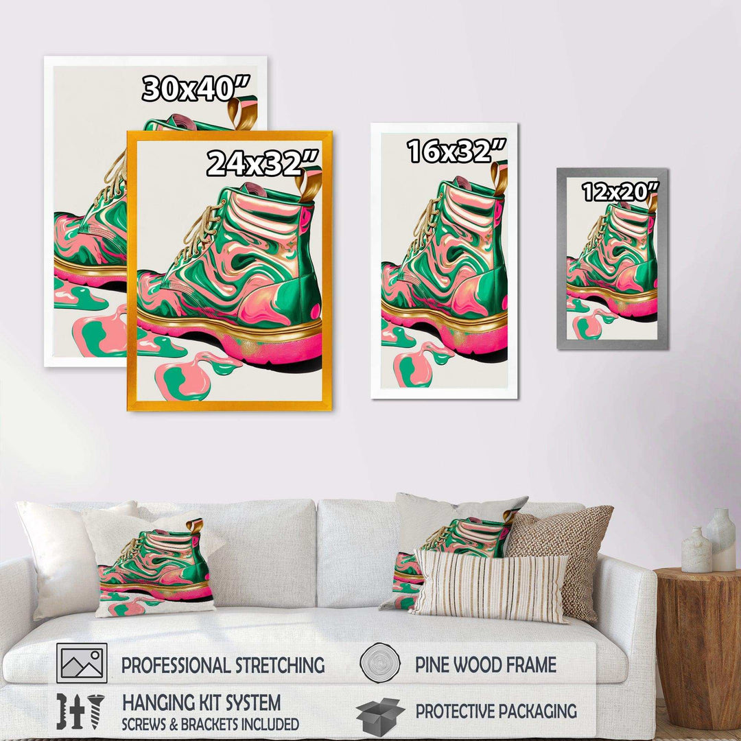 Pink And Green Art Deco Army Shoes