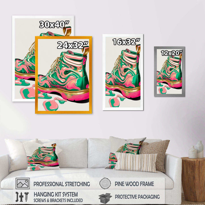 Pink And Green Art Deco Army Shoes