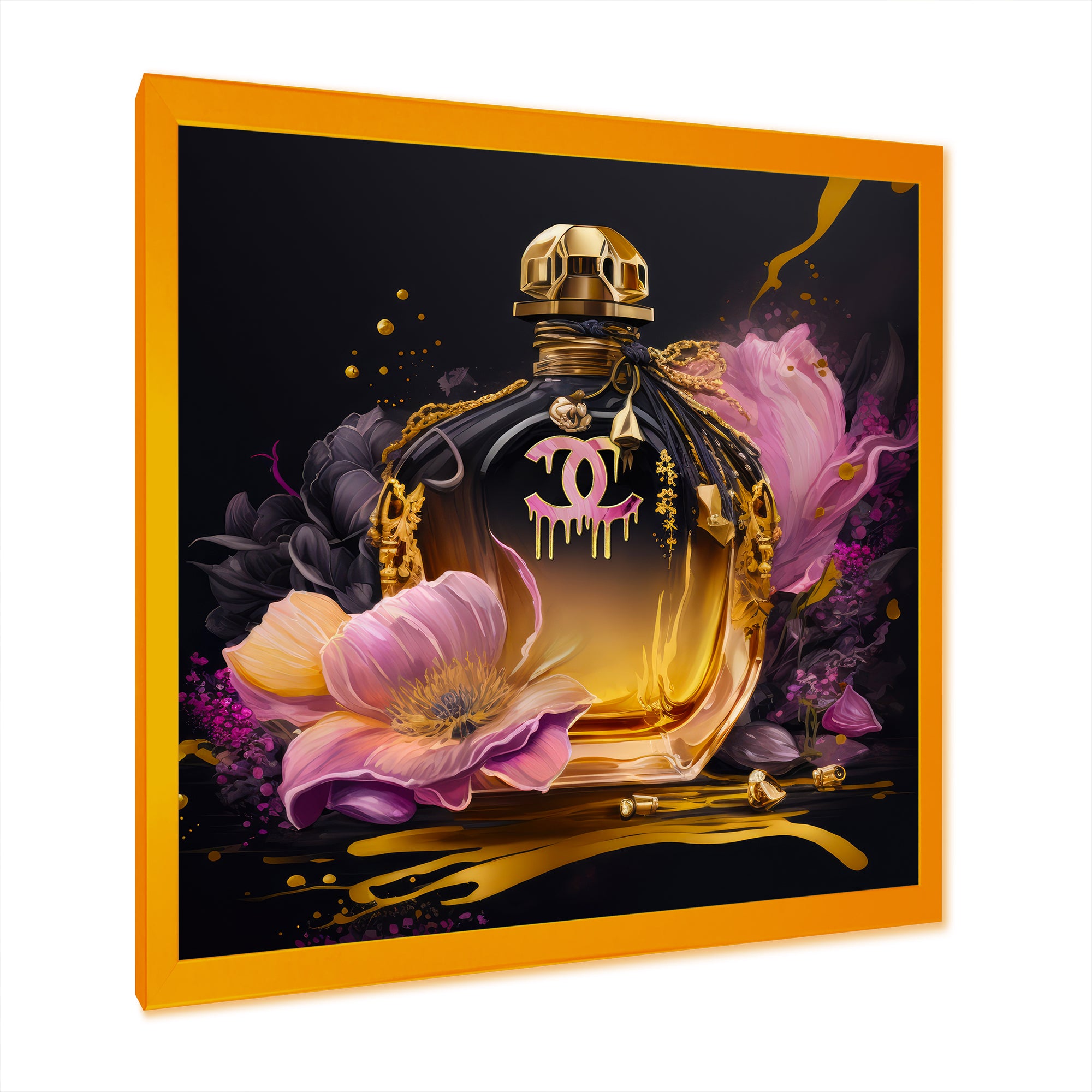 Chic Perfume Bottle With Pink Roses I