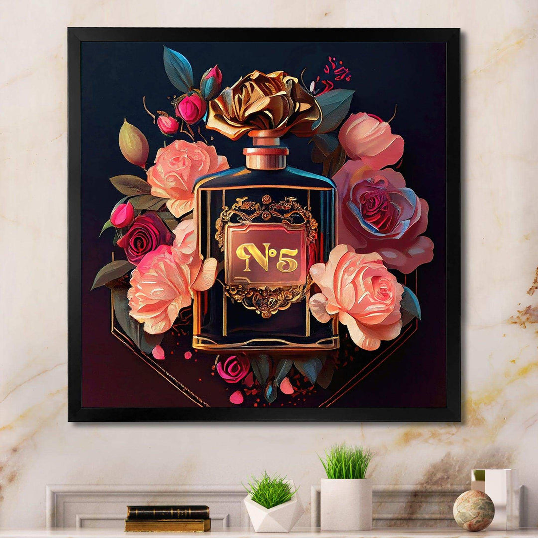 Chic Perfume Bottle With Pink Roses II