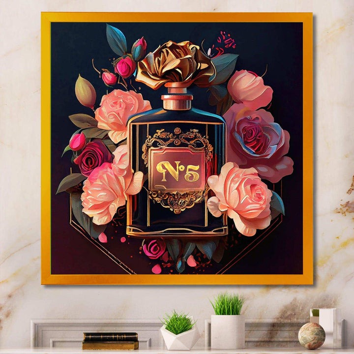 Chic Perfume Bottle With Pink Roses II