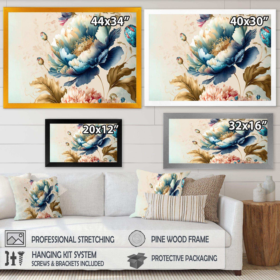 Blue And Gold Floral Bunch I