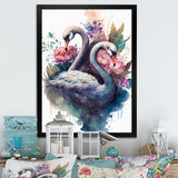 Cute Swans Floral Art II