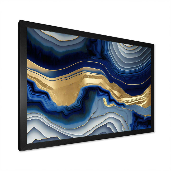 Vibrant Blue And Gold Flow Art I - Modern Canvas Wall Art