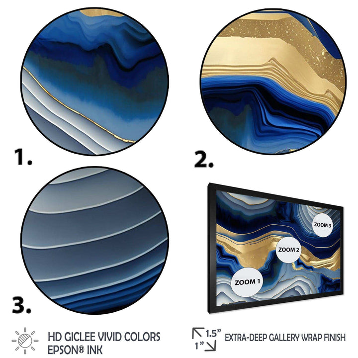 Vibrant Blue And Gold Flow Art I - Modern Canvas Wall Art
