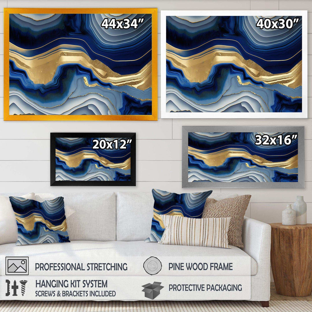 Vibrant Blue And Gold Flow Art I - Modern Canvas Wall Art