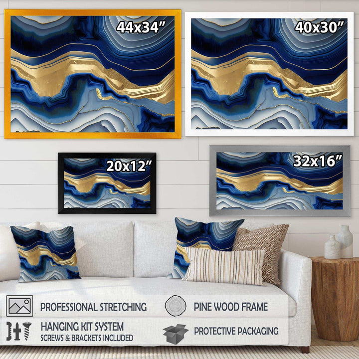 Vibrant Blue And Gold Flow Art I - Modern Canvas Wall Art