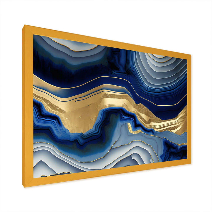 Vibrant Blue And Gold Flow Art I - Modern Canvas Wall Art