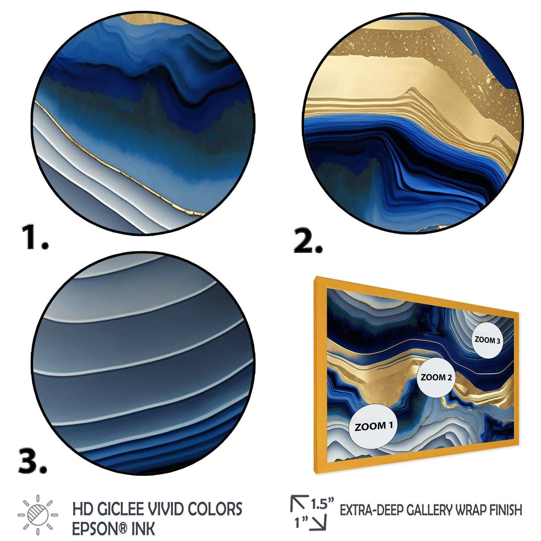 Vibrant Blue And Gold Flow Art I - Modern Canvas Wall Art