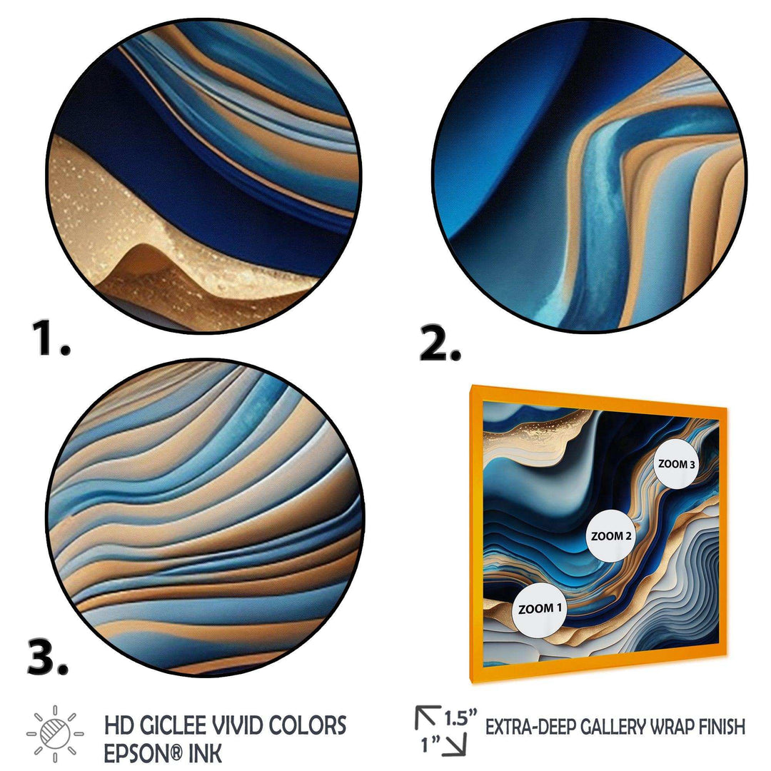 Vibrant Blue And Gold Flow Art II - Modern Bedroom Wall Art