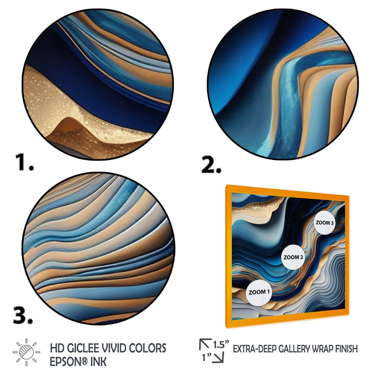 Vibrant Blue And Gold Flow Art II - Modern Bedroom Wall Art