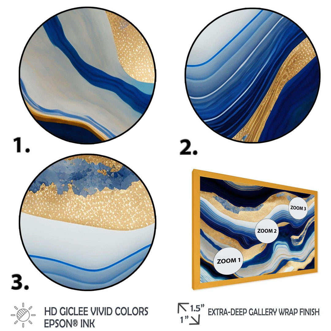 Vibrant Blue And Gold Flow Art IV - Modern Living Room Wall Decor