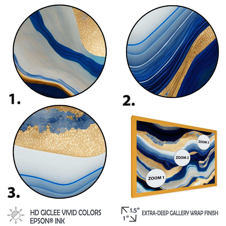 Vibrant Blue And Gold Flow Art IV - Modern Living Room Wall Decor