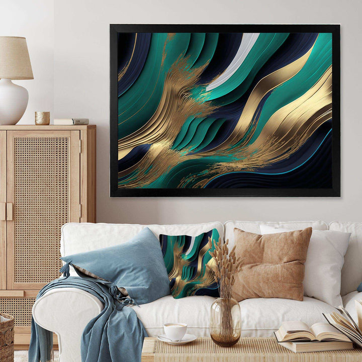 Green And Gold Agate I - Modern Bedroom Wall Art
