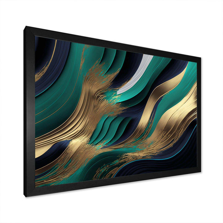 Green And Gold Agate I - Modern Bedroom Wall Art