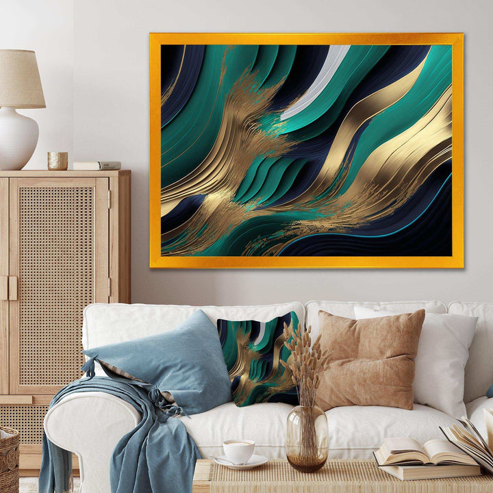 Green And Gold Agate I - Modern Bedroom Wall Art