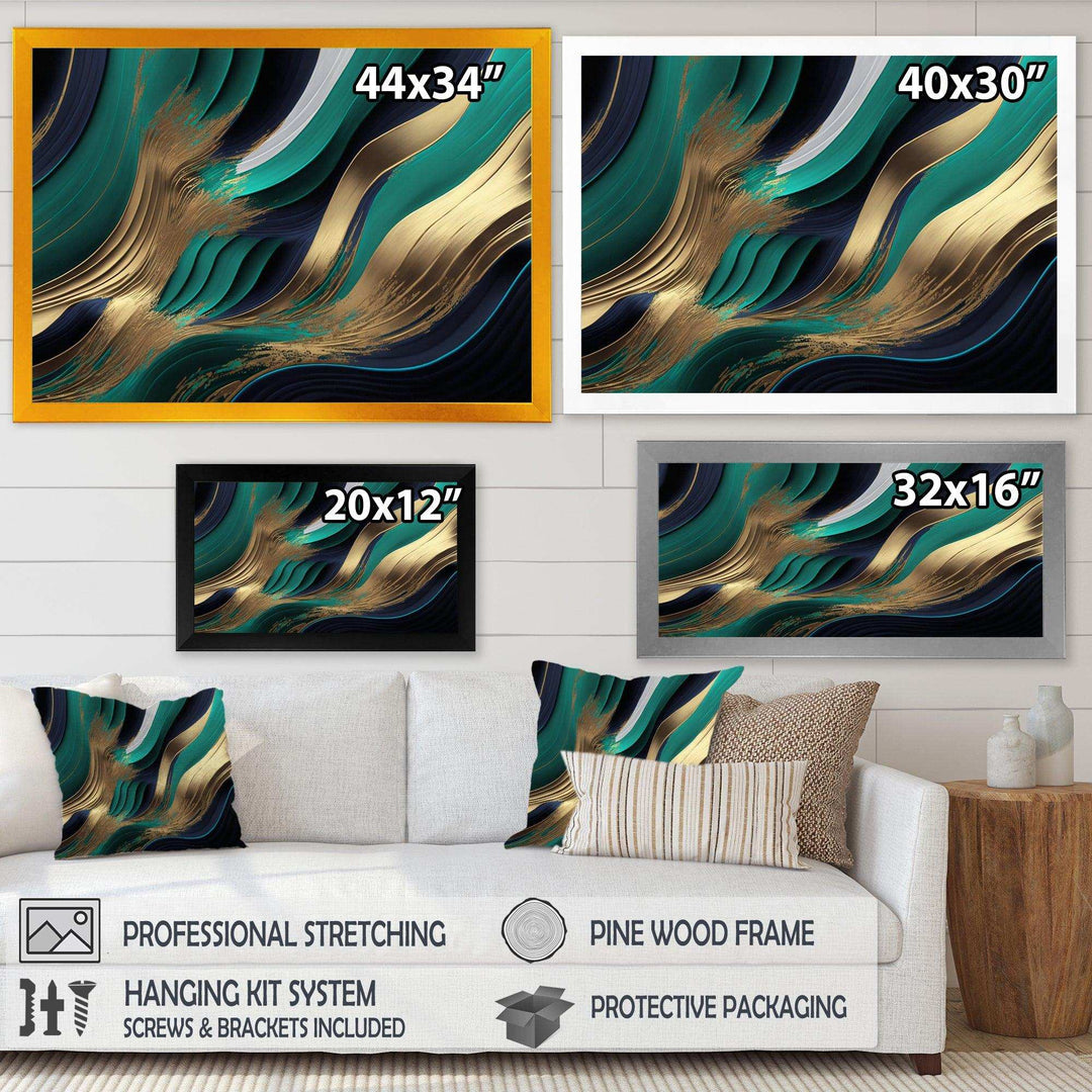 Green And Gold Agate I - Modern Bedroom Wall Art