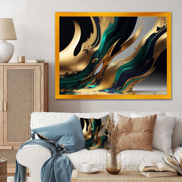 Green And Gold Agate II - Modern Wall Art Prints