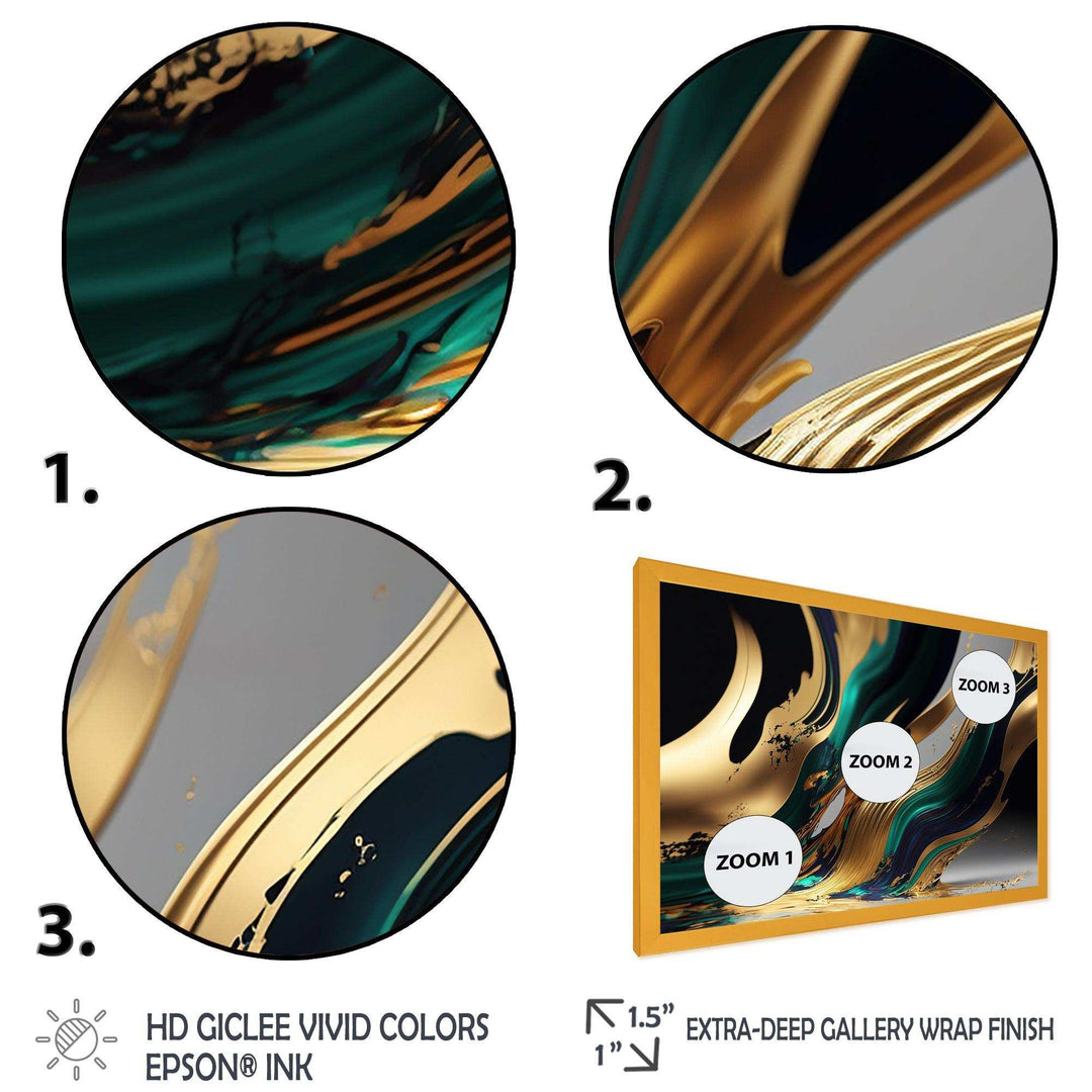 Green And Gold Agate II - Modern Wall Art Prints