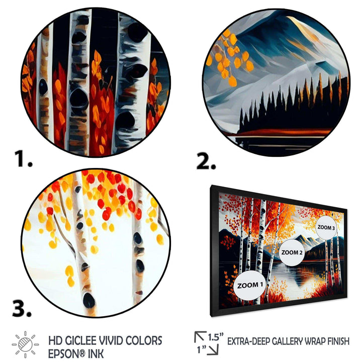 Red And Orange Birch Trees By The Lake I