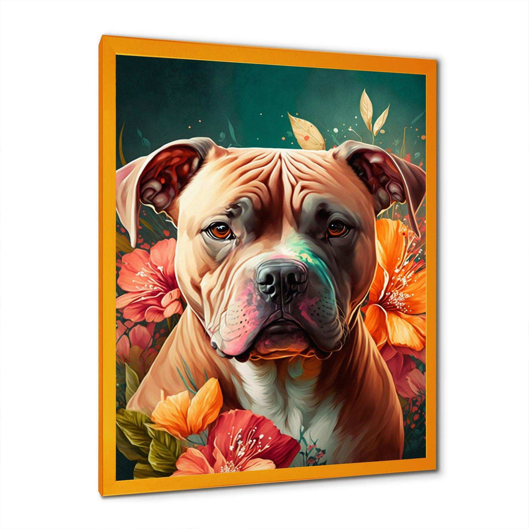 Cute Pitbul Floral Art I