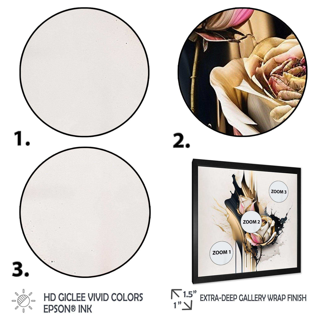 Roses Flow Flower On Golden Beige Paint VI