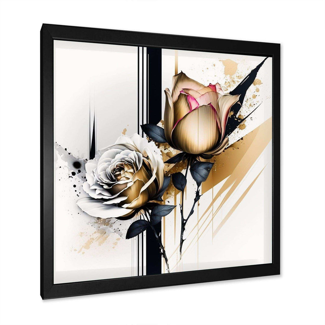 Roses Flow Flower On Golden Beige Paint VII