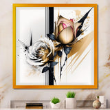 Roses Flow Flower On Golden Beige Paint VII