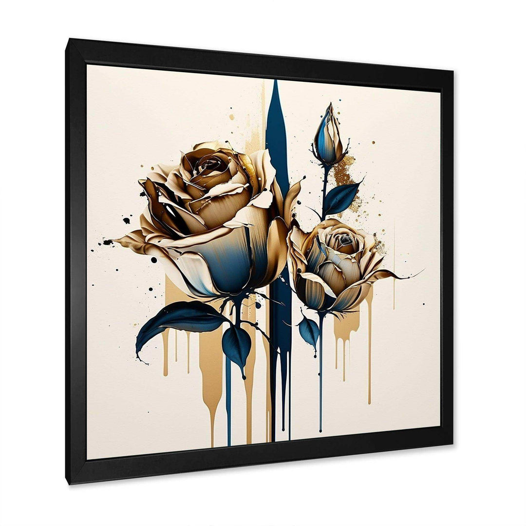 Roses Flow Flower On Golden Beige Paint VIII