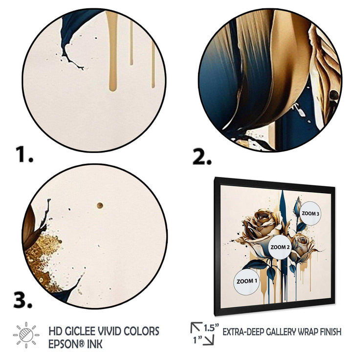 Roses Flow Flower On Golden Beige Paint VIII