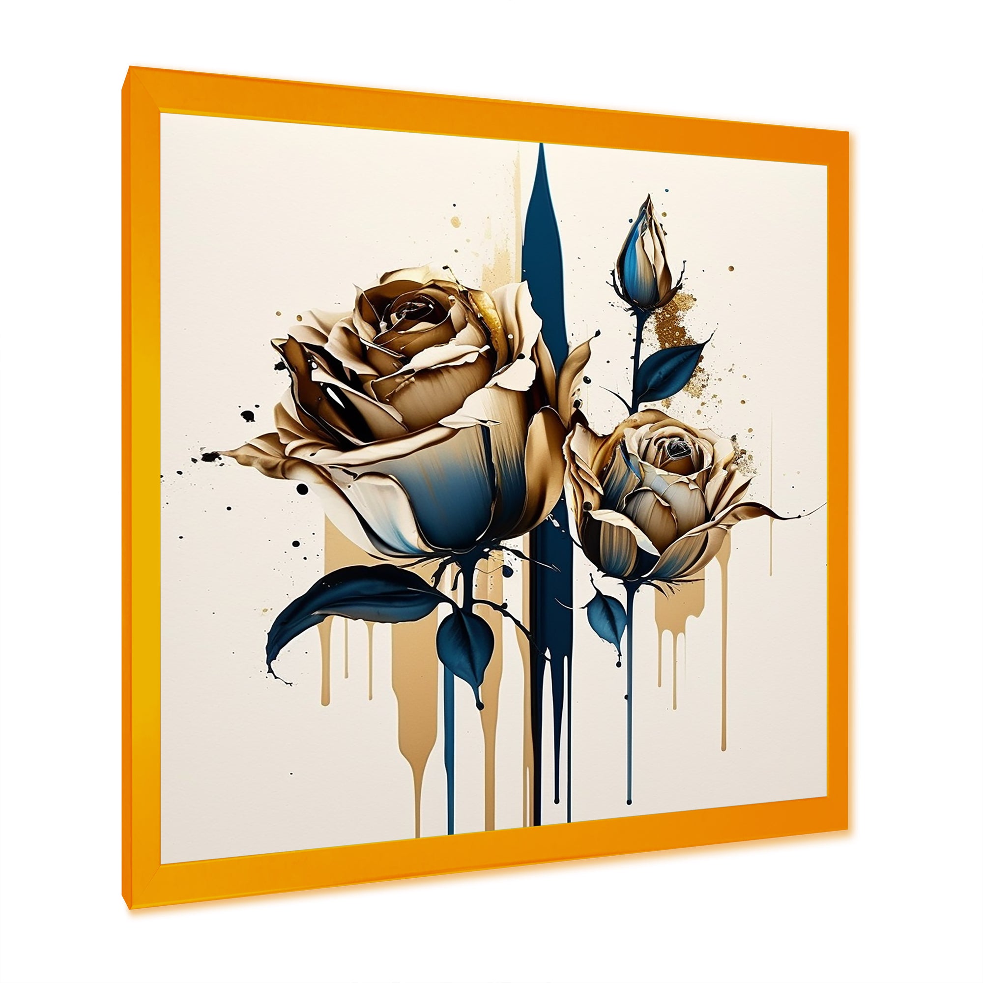 Roses Flow Flower On Golden Beige Paint VIII