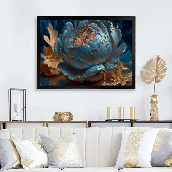 Ice Blue And Gold Peony II