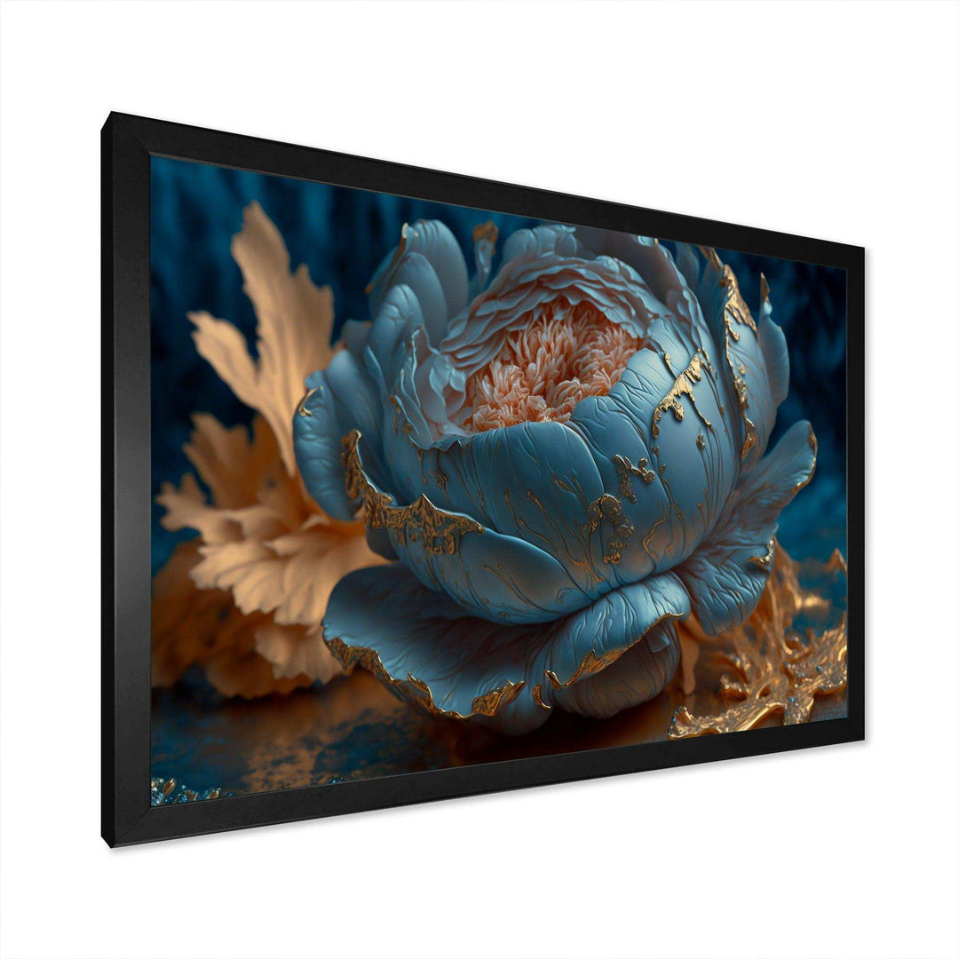 Ice Blue And Gold Peony II