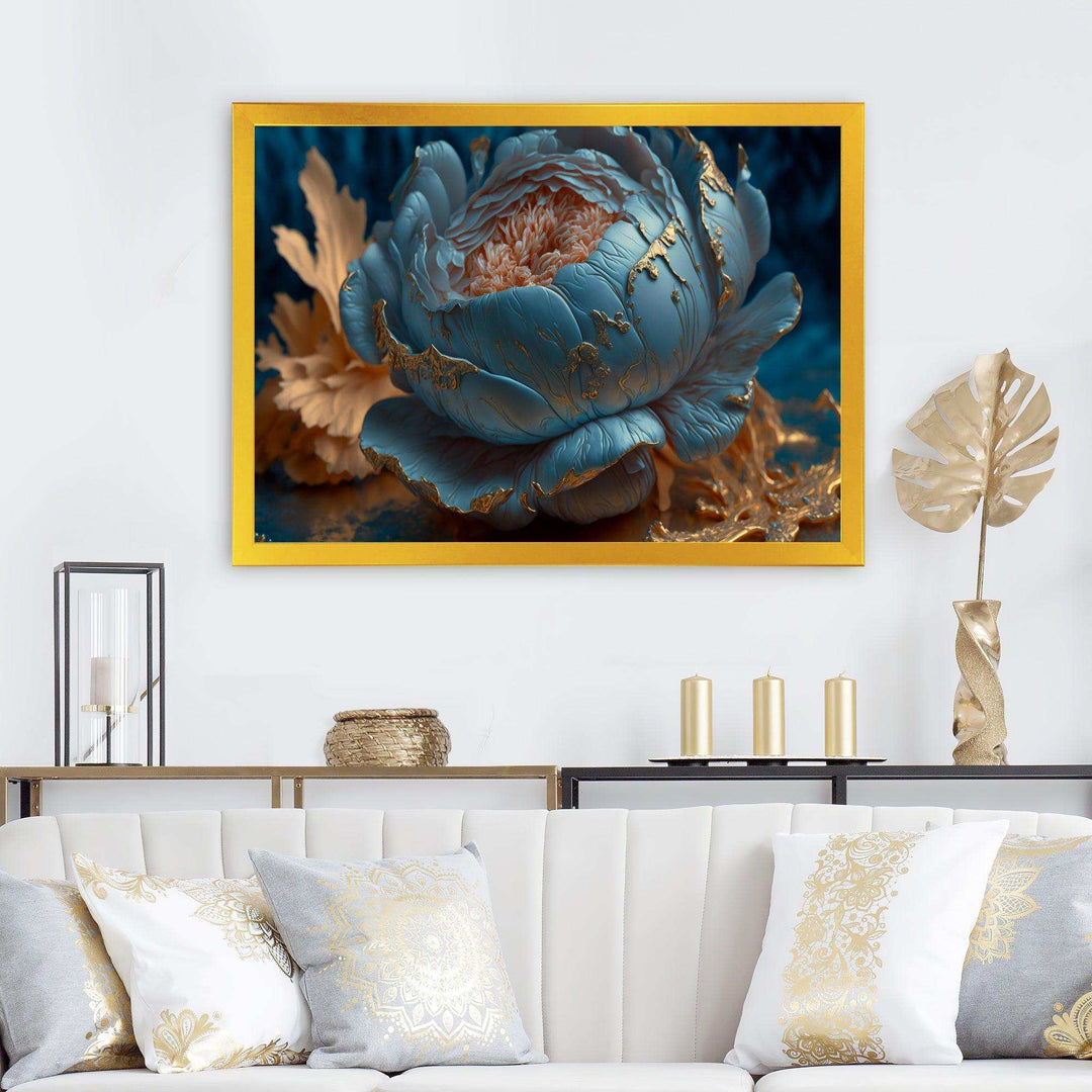 Ice Blue And Gold Peony II