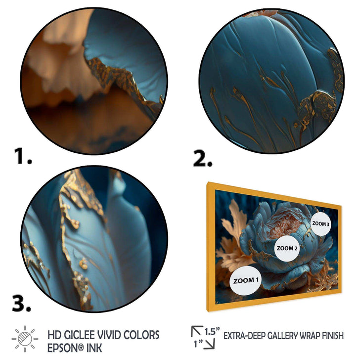 Ice Blue And Gold Peony II