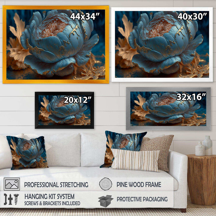 Ice Blue And Gold Peony II