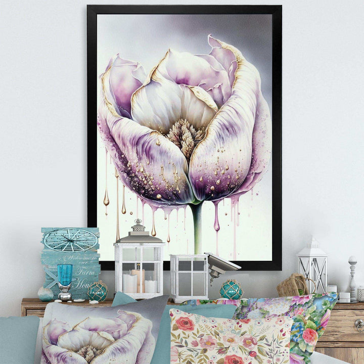 Cream And Purple Tulip III