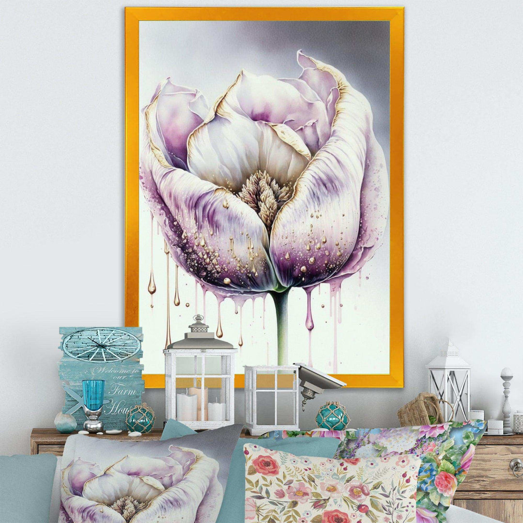 Cream And Purple Tulip III