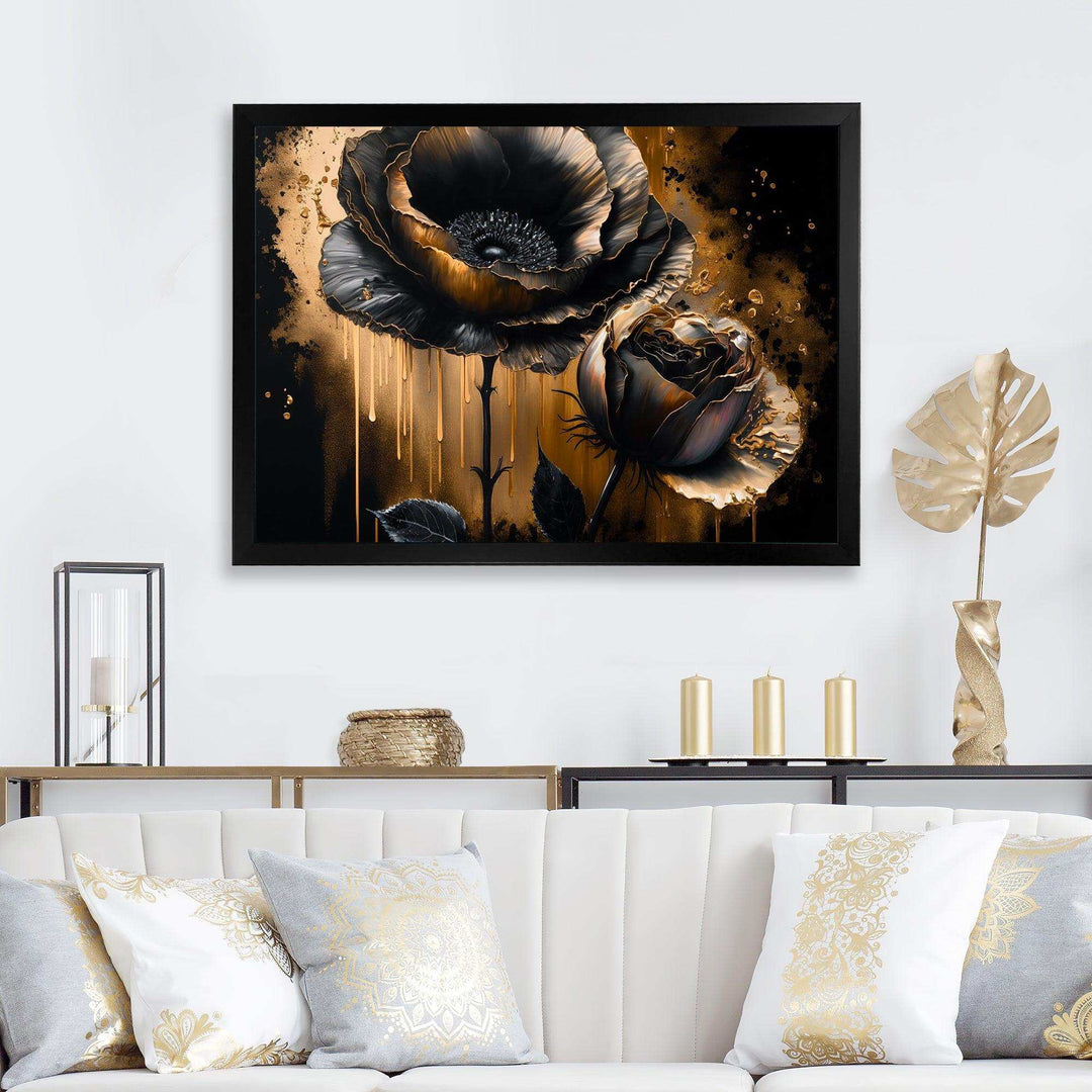 Black And Gold Popy Flowers II