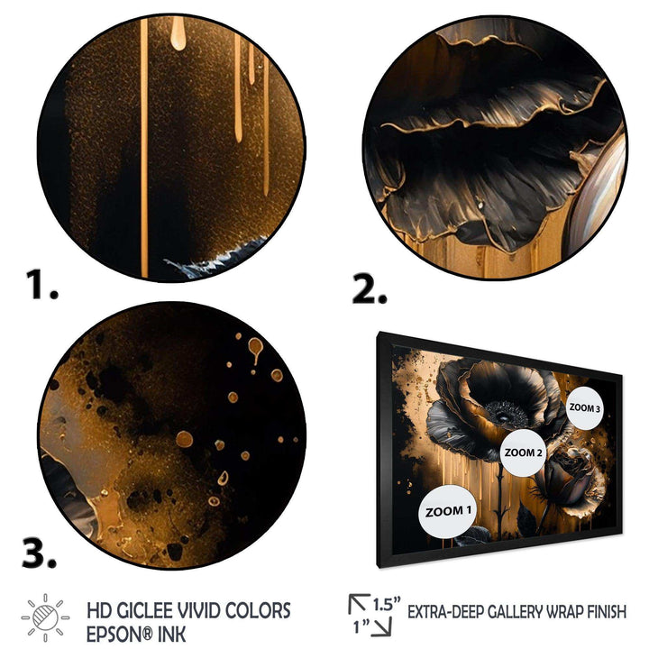 Black And Gold Popy Flowers II