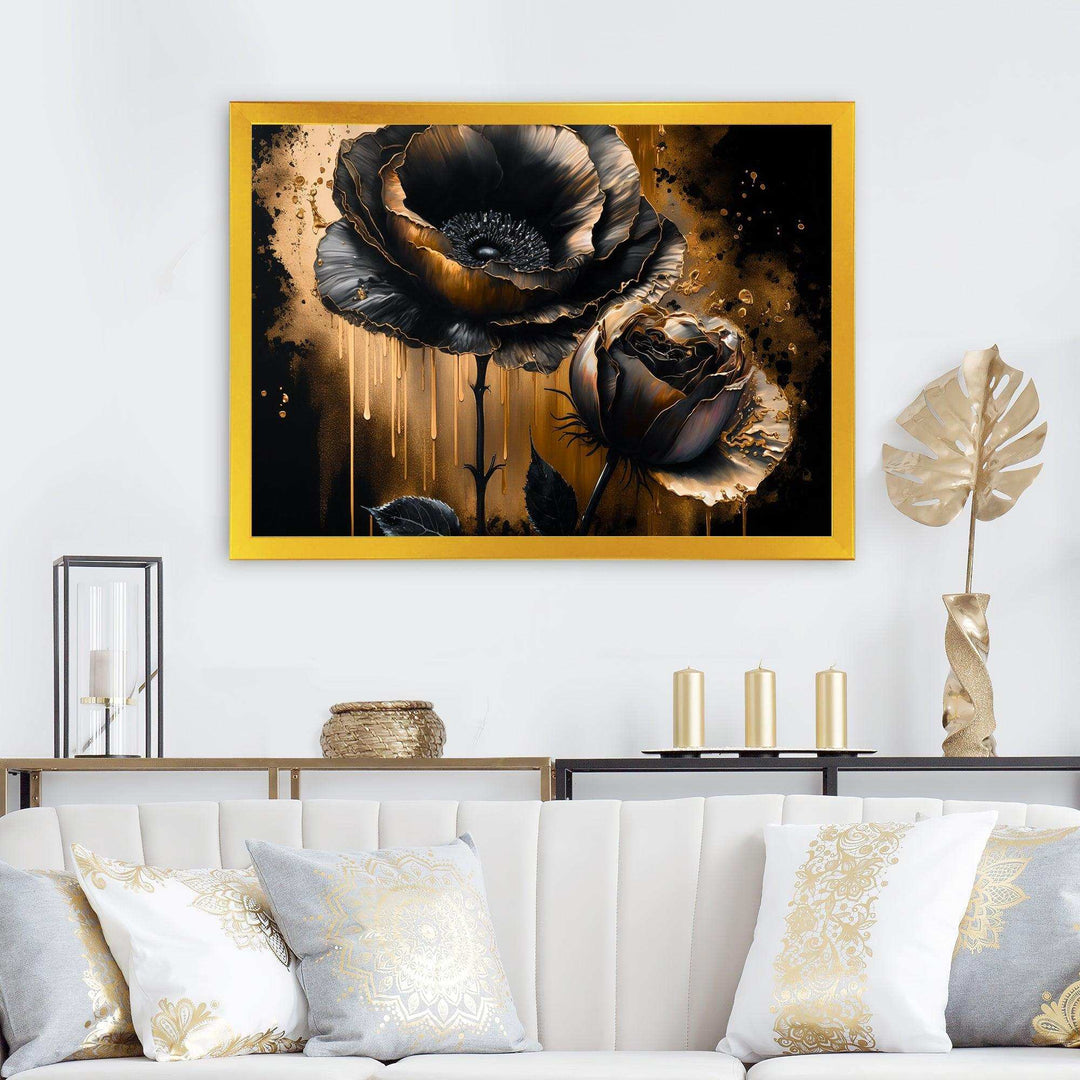 Black And Gold Popy Flowers II