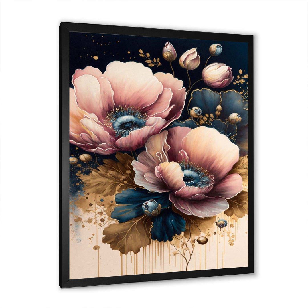 Bold Pink And Blue Poppy Flowers I
