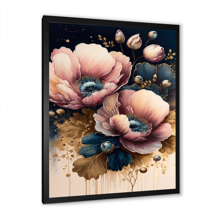 Bold Pink And Blue Poppy Flowers I