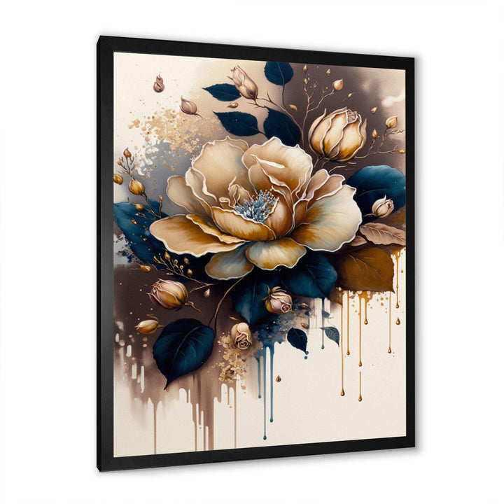 Brown And Blue Rose Design
