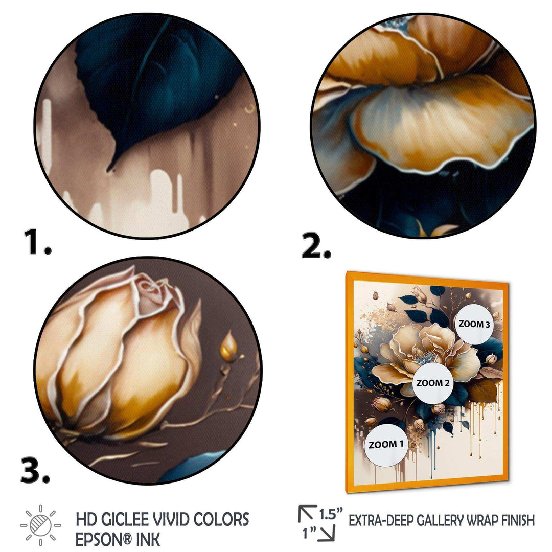 Brown And Blue Rose Design