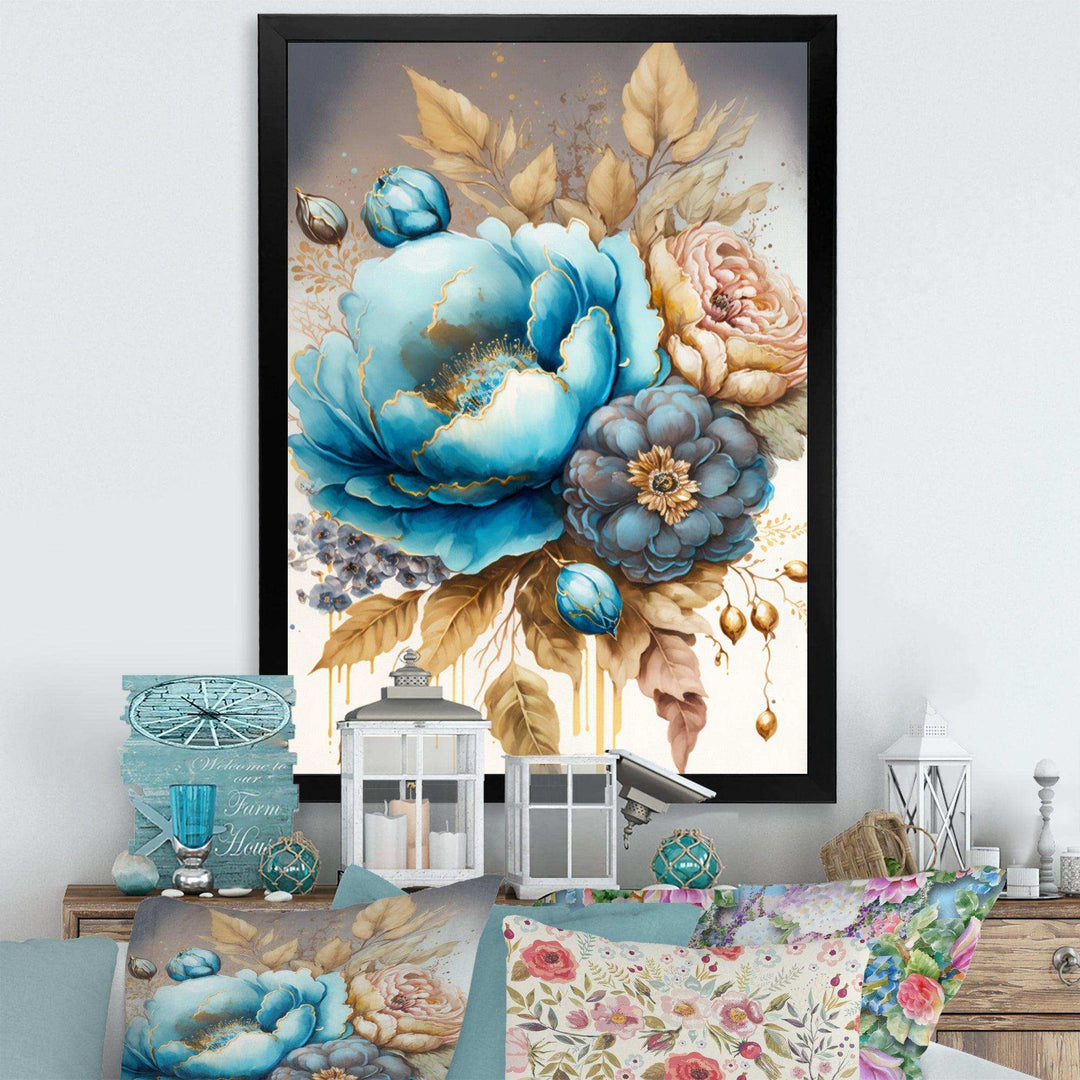 Blue And Gold Mixed Floral Bouquet I