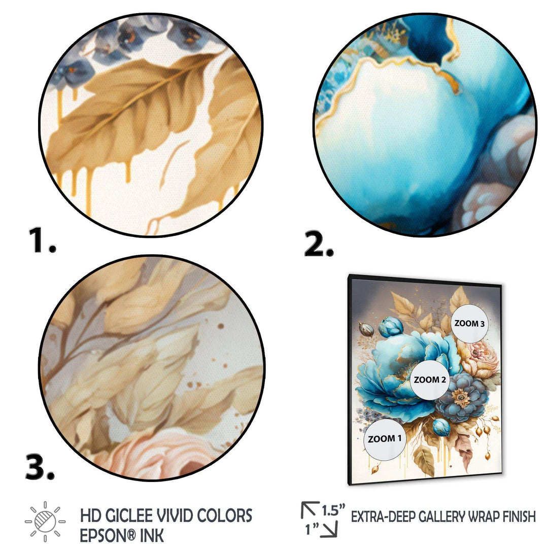 Blue And Gold Mixed Floral Bouquet I