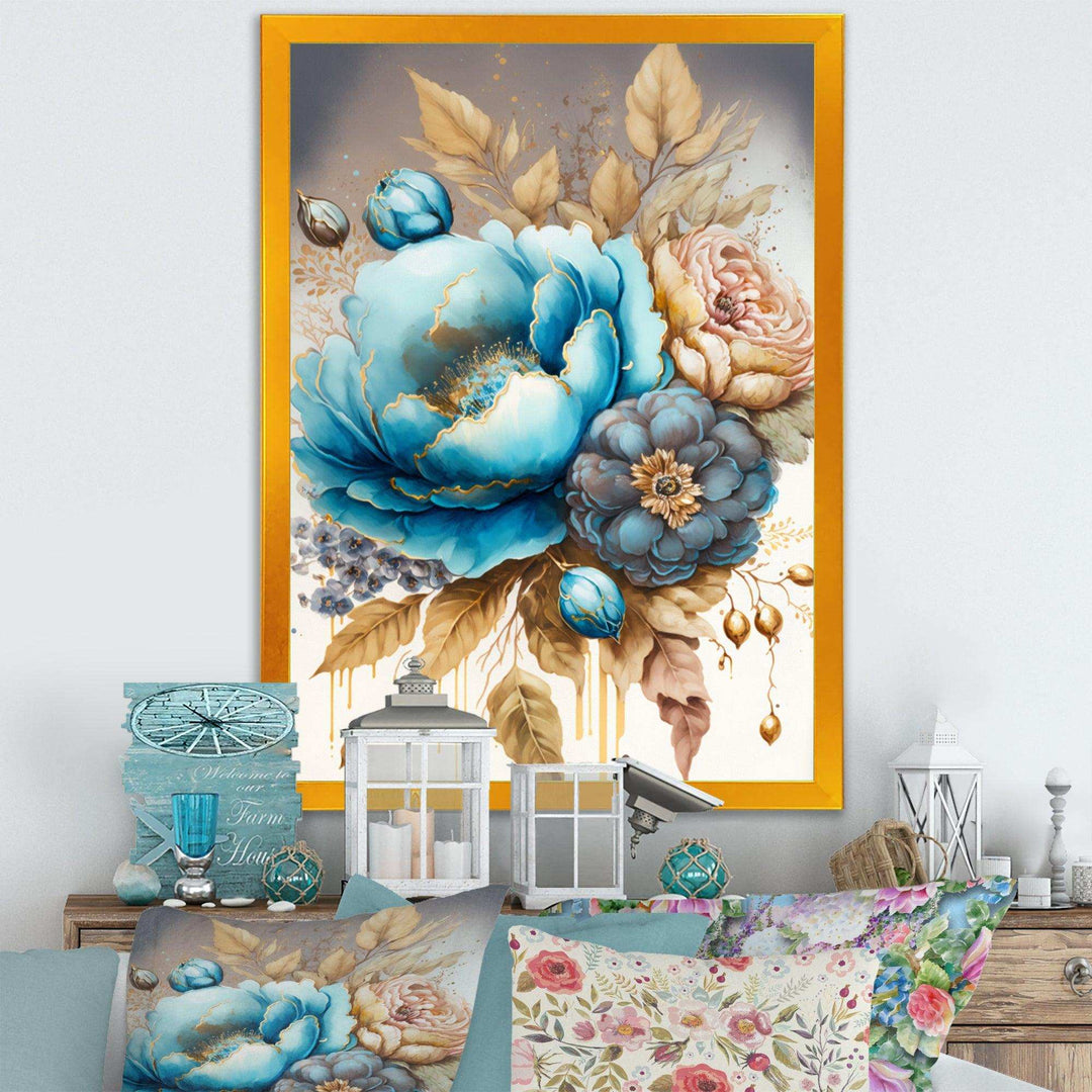 Blue And Gold Mixed Floral Bouquet I